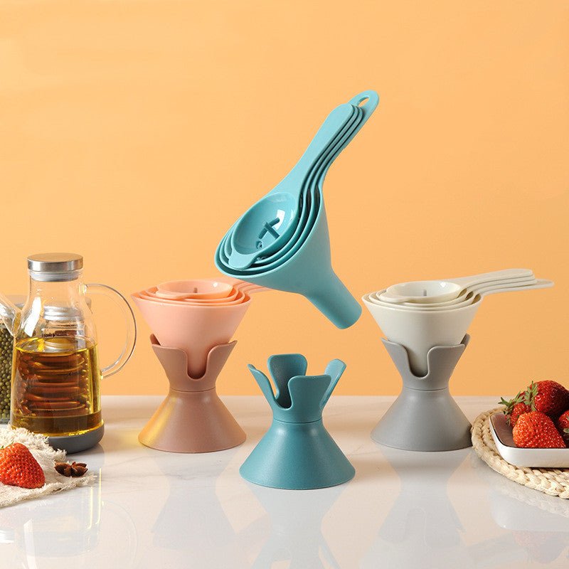 6-in-1 Nesting Funnel Set - Space-Saving Kitchen Funnels with Stand for Oil, Liquids, Spices & Dry Goods - Nestlyn Kitchen Essentials