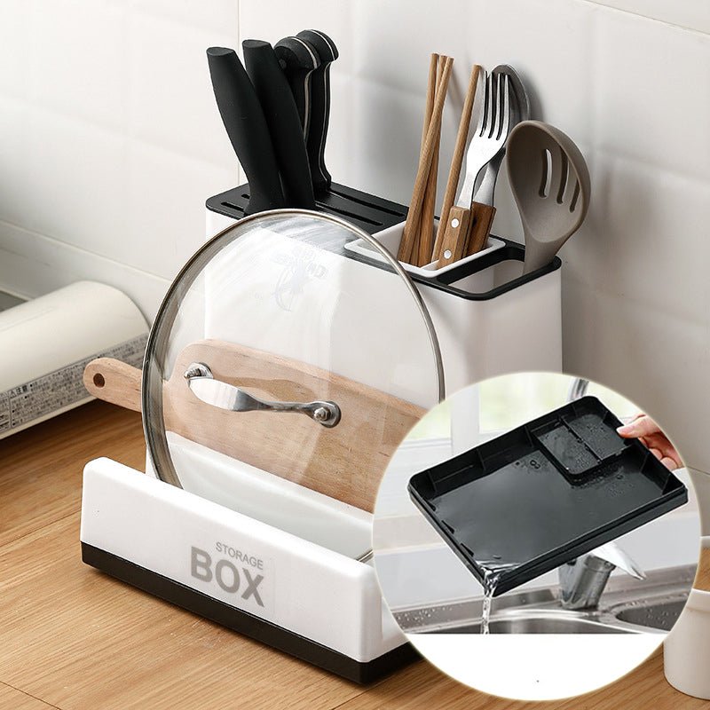 Multifunctional Kitchen Knife & Utensil Storage Holder with Drainable Tray - Countertop Organizer Rack - Nestlyn Kitchen Essentials