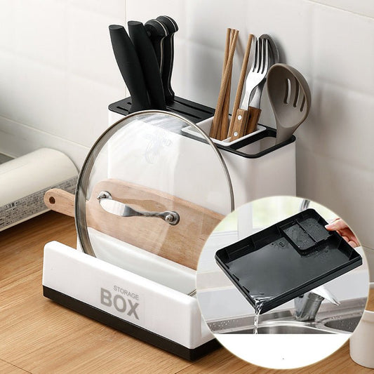 Multifunctional Kitchen Knife & Utensil Storage Holder with Drainable Tray - Countertop Organizer Rack - Nestlyn Kitchen Essentials