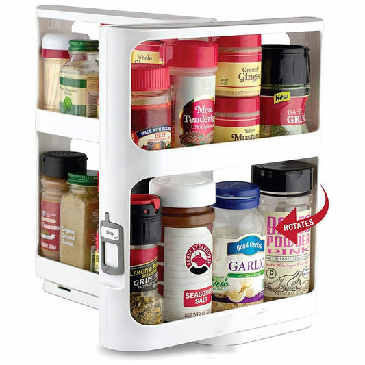 Rotating Spice Rack Organizer - Pull Out 2-Tier Cabinet Storage for Kitchen Spices & Seasonings (No Assembly Required) - Nestlyn Kitchen Essentials