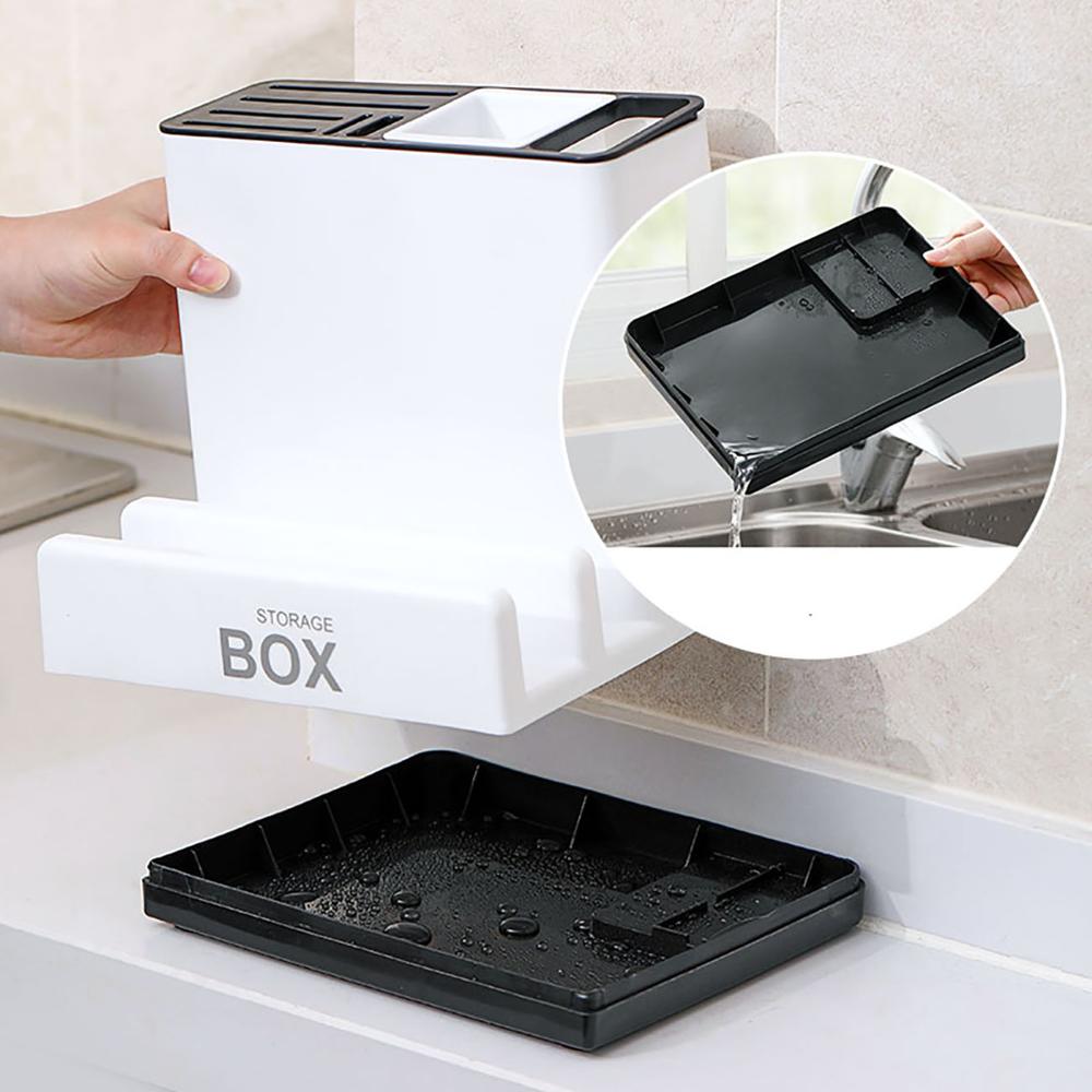 Multifunctional Kitchen Knife & Utensil Storage Holder with Drainable Tray - Countertop Organizer Rack - Nestlyn Kitchen Essentials