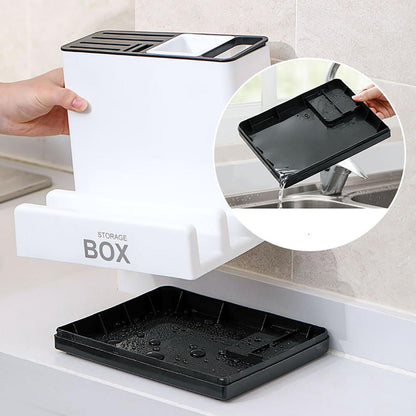 Multifunctional Kitchen Knife & Utensil Storage Holder with Drainable Tray - Countertop Organizer Rack - Nestlyn Kitchen Essentials