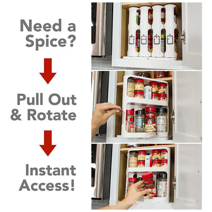 Rotating Spice Rack Organizer - Pull Out 2-Tier Cabinet Storage for Kitchen Spices & Seasonings (No Assembly Required) - Nestlyn Kitchen Essentials