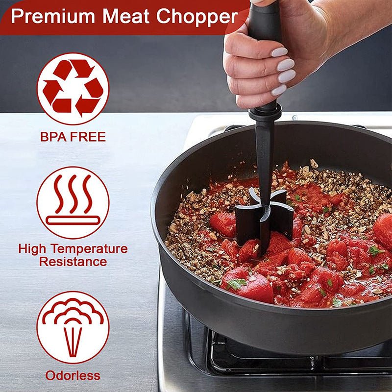 Heat-Resistant Nylon Meat Chopper & Masher - Multifunctional Ground Meat Crumbler for Nonstick Cookware - Nestlyn Kitchen Essentials
