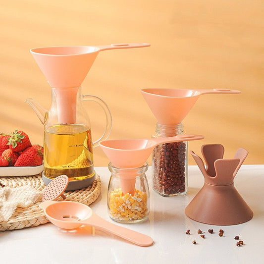 6-in-1 Nesting Funnel Set - Space-Saving Kitchen Funnels with Stand for Oil, Liquids, Spices & Dry Goods - Nestlyn Kitchen Essentials
