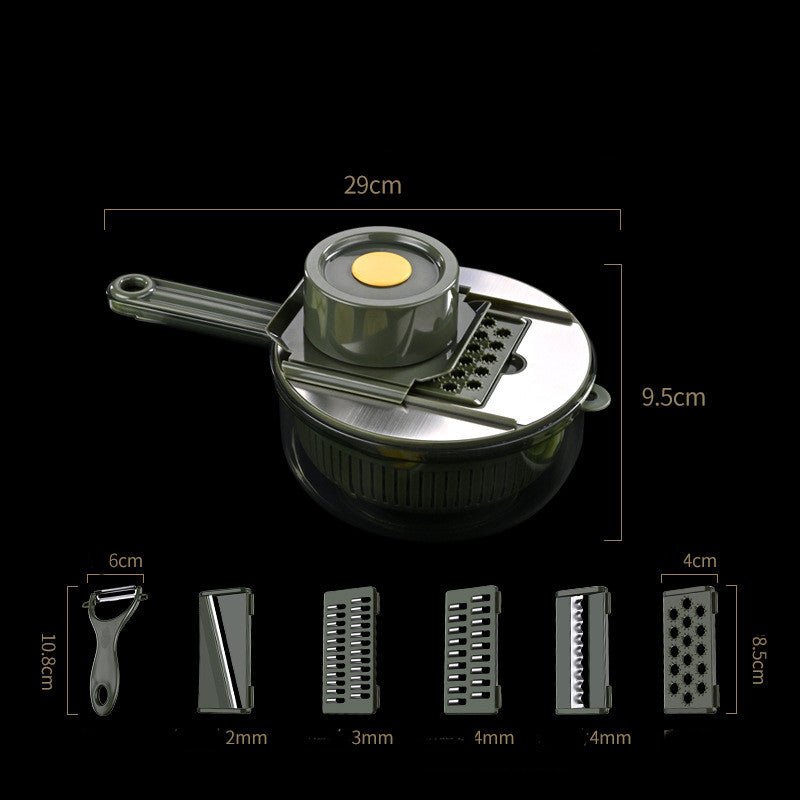 Multifunctional Vegetable Slicer with Strainer Bowl - 5-in-1 Vegetable Cutter, Grater & Shredder Set - Nestlyn Kitchen Essentials