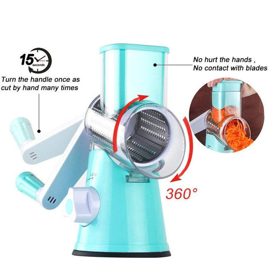 Rotary Mandoline Slicer - 3-in-1 Vegetable & Cheese Grater - Nestlyn Kitchen Essentials