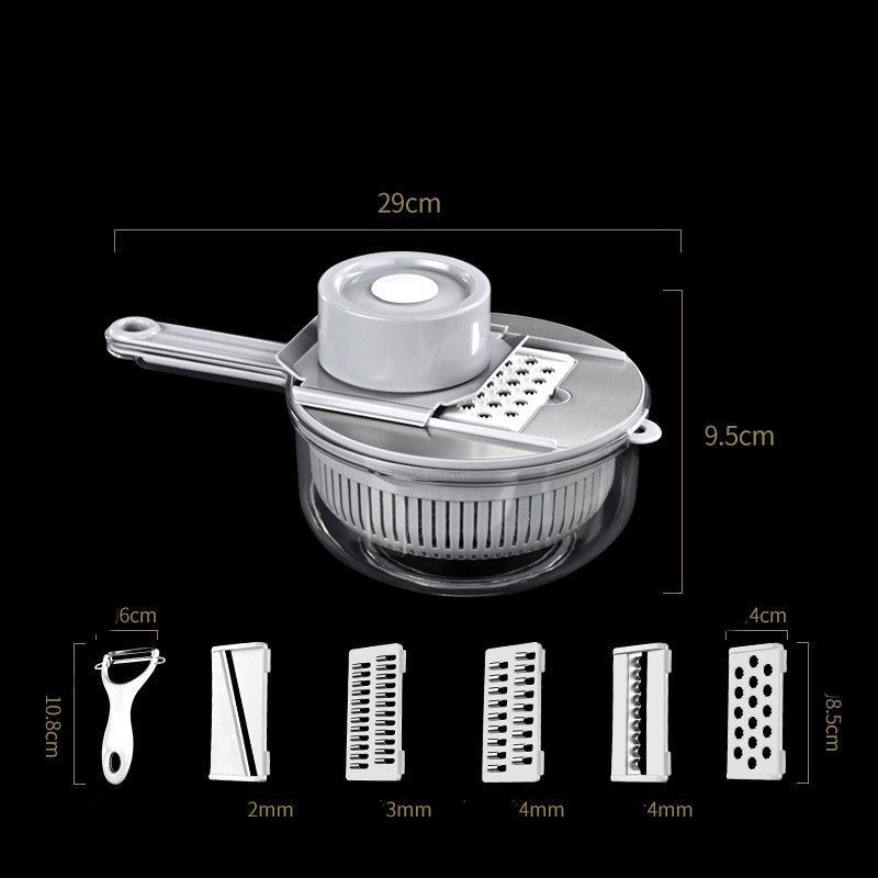 Multifunctional Vegetable Slicer with Strainer Bowl - 5-in-1 Vegetable Cutter, Grater & Shredder Set - Nestlyn Kitchen Essentials