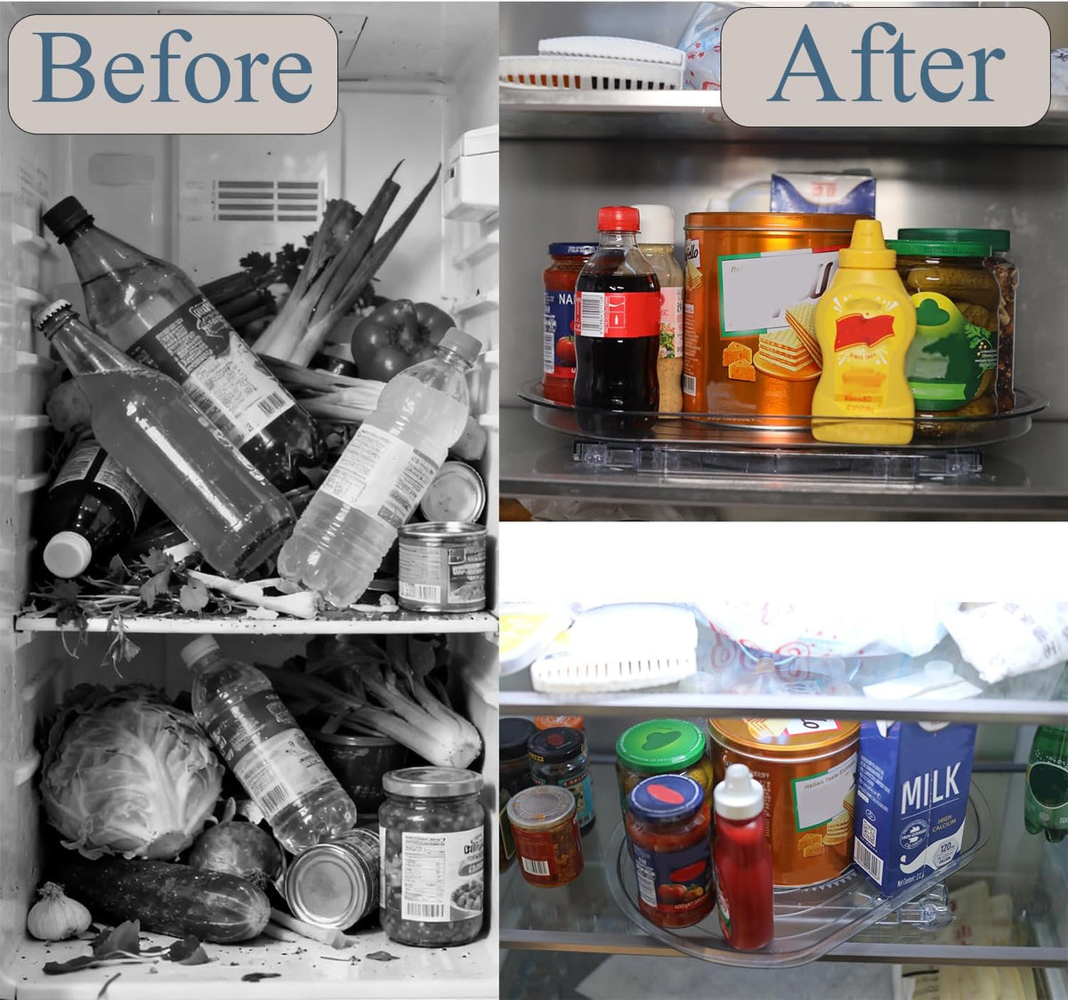 Rectangular Lazy Susan Fridge Organizer - 360° Rotating Turntable for Refrigerator, Cabinet & Pantry Storage - Nestlyn Kitchen Essentials