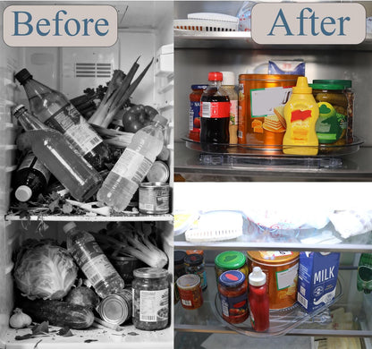 Rectangular Lazy Susan Fridge Organizer - 360° Rotating Turntable for Refrigerator, Cabinet & Pantry Storage - Nestlyn Kitchen Essentials
